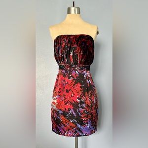 BCBGeneration Strapless Beaded Ruffle Cocktail Dress